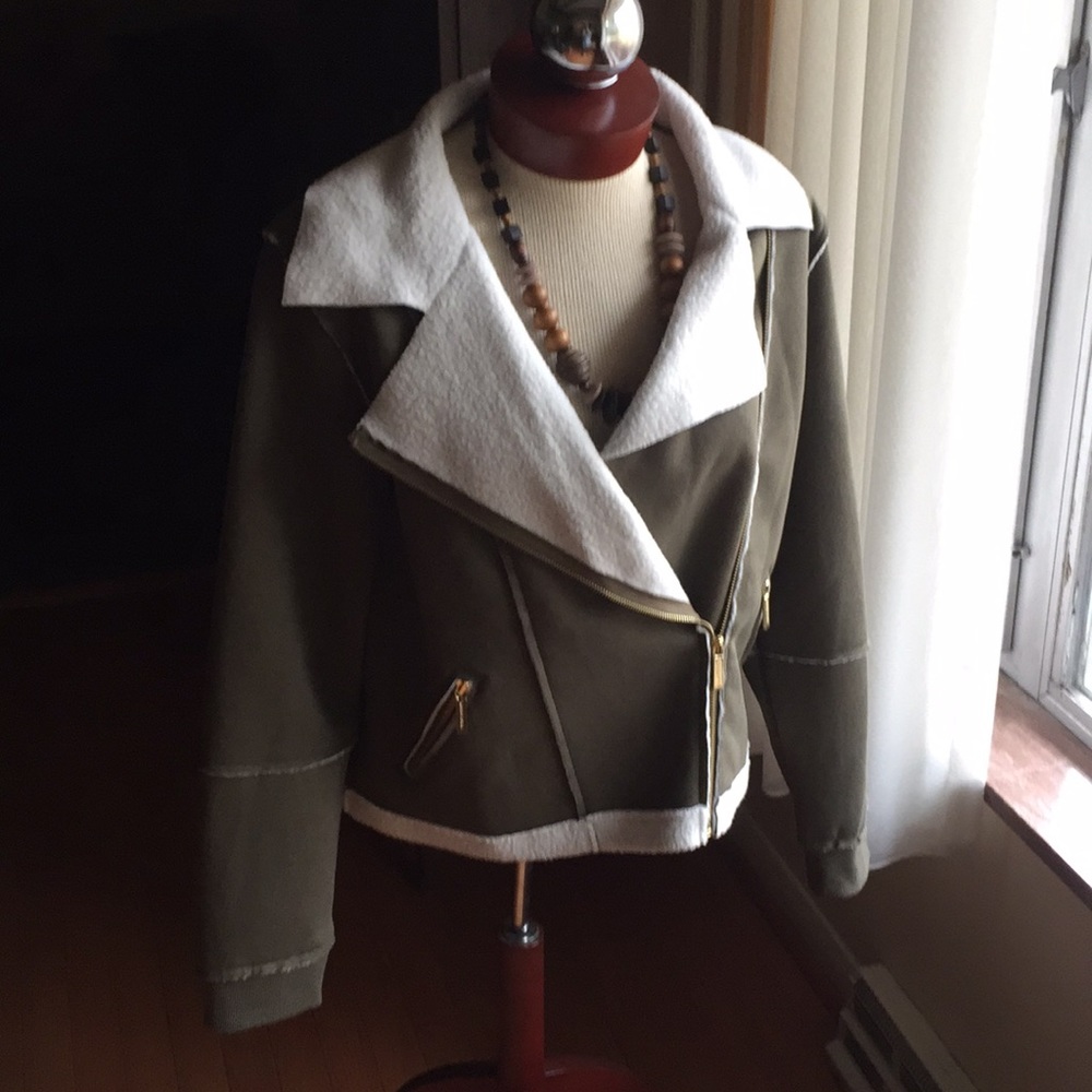 Michael Kors Jacket Camo Green & Sherpa L